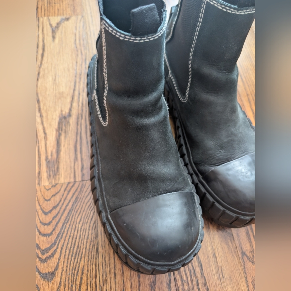 MM6 Maison Margiela Green Black Chunky Lug Chelsea Ankle Platform Boots - Picture 5 of 16